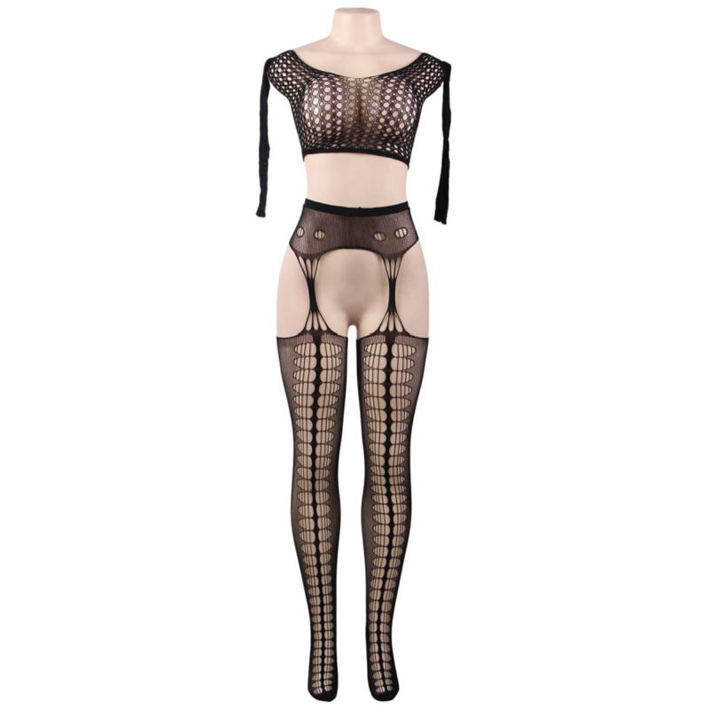 QUEEN LINGERIE - BODYSTOCKING MANCHES LONGUES S/L