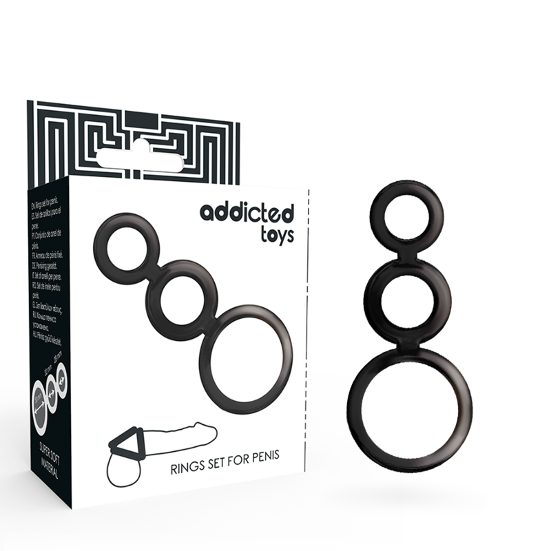 ADDICTED TOYS - PENIS AND TESTICLE RING SET - SMOKED