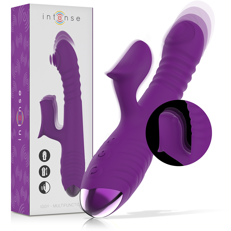 INTENSE - IGGY VIBRATEUR MULTIFONCTIONNEL RECHARGEABLE HAUT ET BAS AVEC STIMULATEUR DE CLITORIS VIOLET
