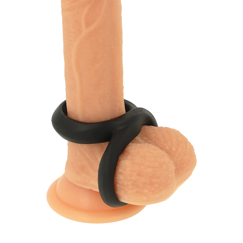 POWERING - SUPER FLEXIBLE Y RESISTENTE ANILLO PENE Y TESTICULOS PR12 NEGRO