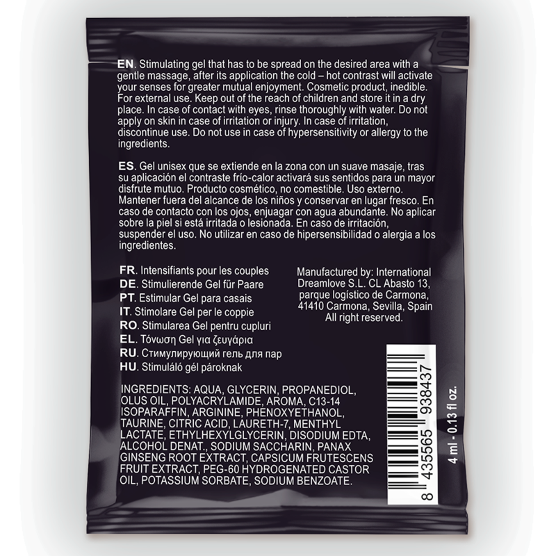 SPARTAN - ERECTION ENHANCING GEL COLD-HEAT EFFECT 100% VEGAN 4ML