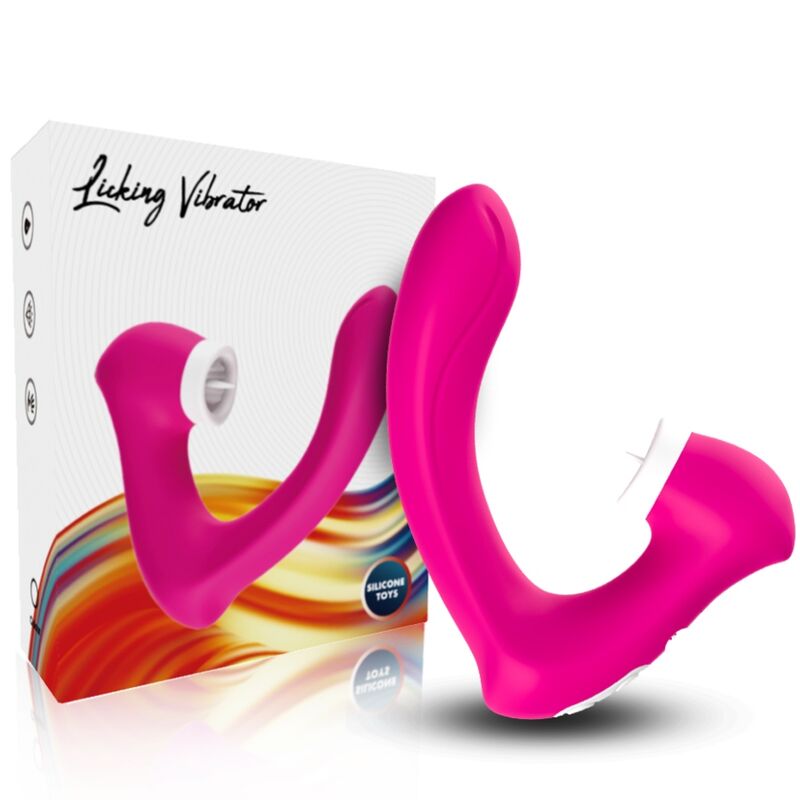 ARMONY - SECRETKISS STIMULATEUR DE CLITORIS ET DE LANGUE ET VIBRATEUR COURBÉ FUCHSIA