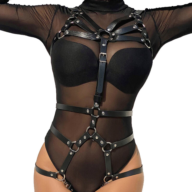 SUBBLIME - BODY HARNESS ADJUSTABLE STRAPS BLACK LEATHER ONE SIZE