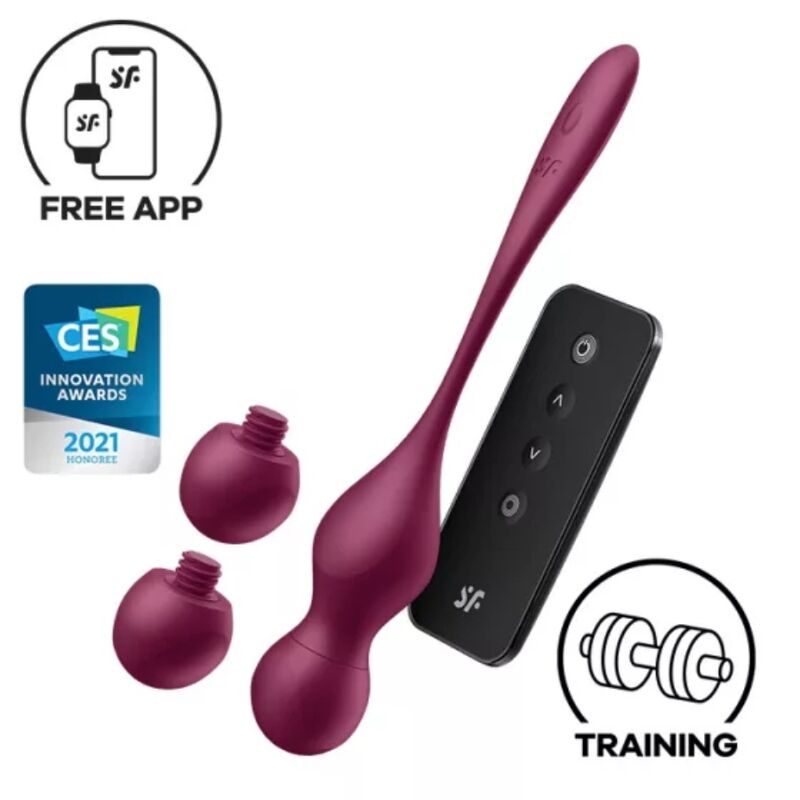 SATISFYER - LOVE BIRDS VARY BOULES VIBRATRICES APPLICATION GRATUITE VIN ROUGE