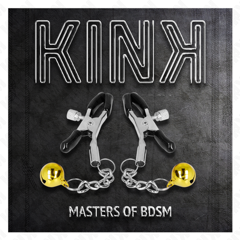 KINK - PINCES À TÉTONS AVEC BRELOQUE CLOCHE DORÉE 6 CM