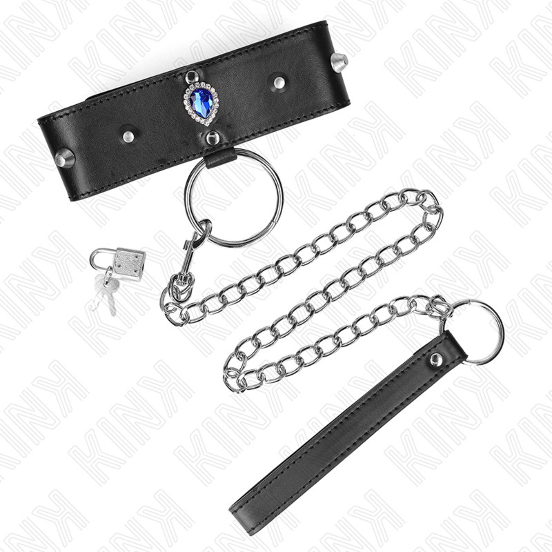 KINK - COLLIER LAISSE 65 CM AVEC LOSANGES BLEUES RÉGLABLE 36-43 CM X 5 CM