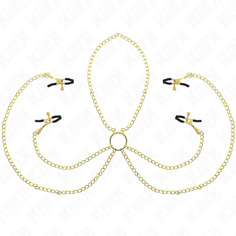 KINK - NIPPLE AND CLITORIS CLAMPS 4 ADJUSTABLE HOOKS GOLD