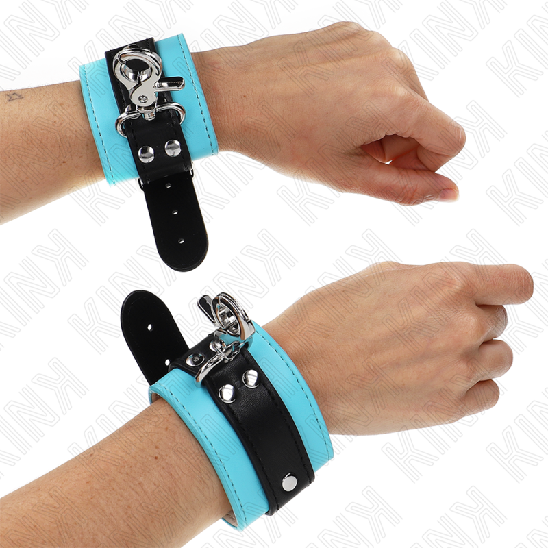 KINK - BRACELETS DE SUPPORT DE POIGNET RÉGLABLES PREMIUM NOIR/BLEU 21-28 CM X 5,5 CM