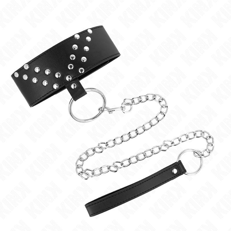KINK - Collier laisse 65 cm avec rivet en V réglable 36-43 cm x 5 cm