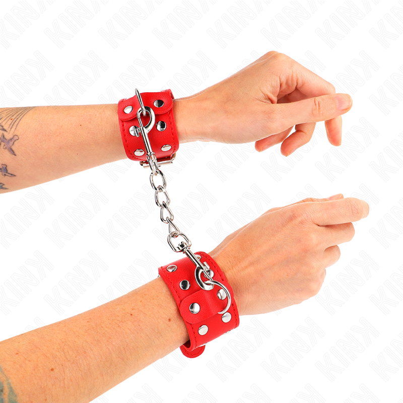 KINK - Adjustable Double Studded Wristbands, Red