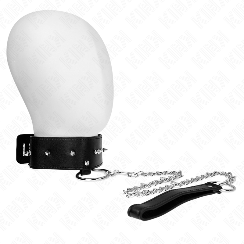 KINK - COLLIER LAISSE CLOUTÉ ARGENT 65 CM MODÈLE 2 RÉGLABLE 36-43 CM X 5 CM