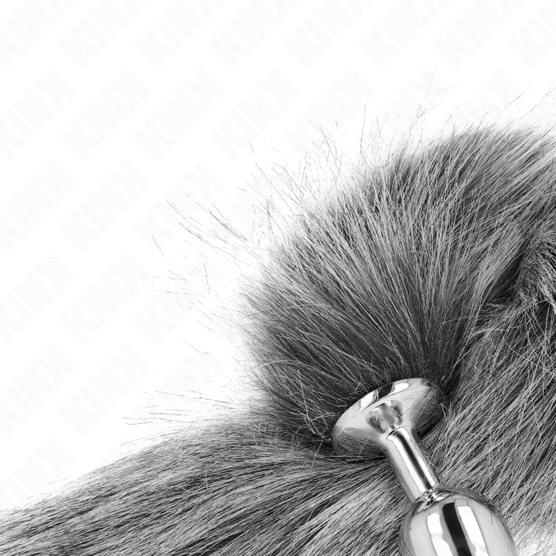 KINK - PLUG ANAL TAILLE S 7 X 3 CM AVEC QUEUE SYNTHÉTIQUE 40 CM ARGENT