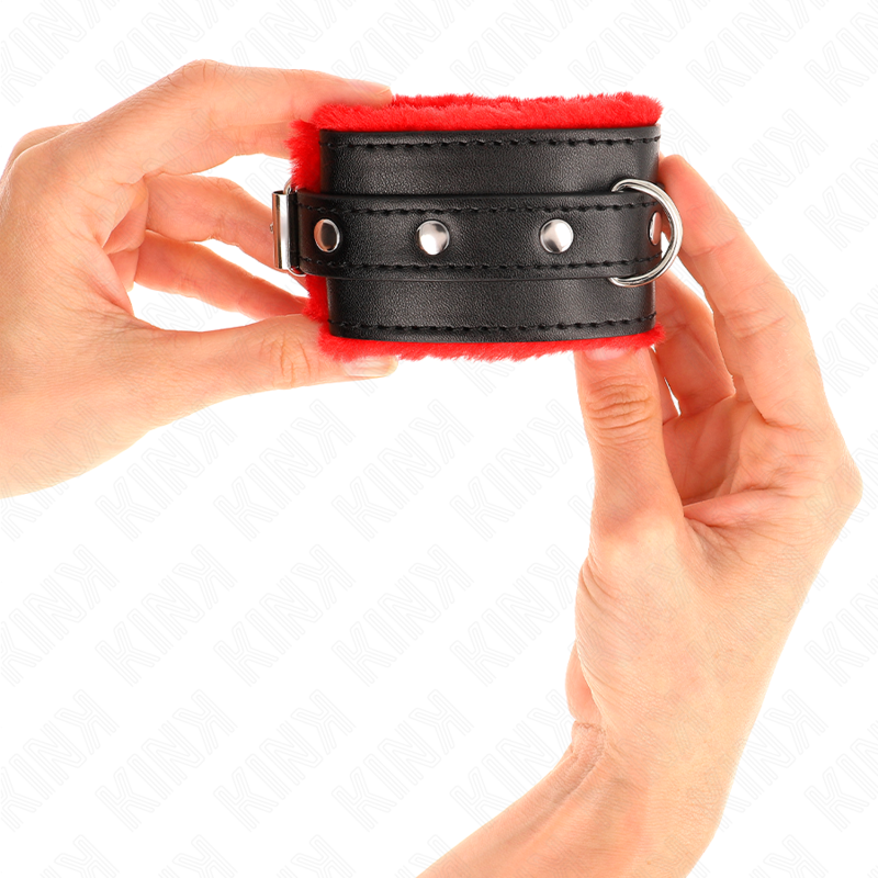 KINK - BRACELETS PREMIUM DOUBLÉS DE ROUGE AVEC SANGLE NOIRE RÉGLABLE 17-29 CM X 6 CM