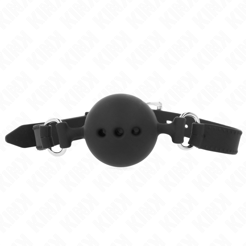 KINK - GAG 55 x 2 CM BOULE 4,5 CM SILICONE COMPLET TAILLE M NOIR RÉGLABLE 35-51 CM
