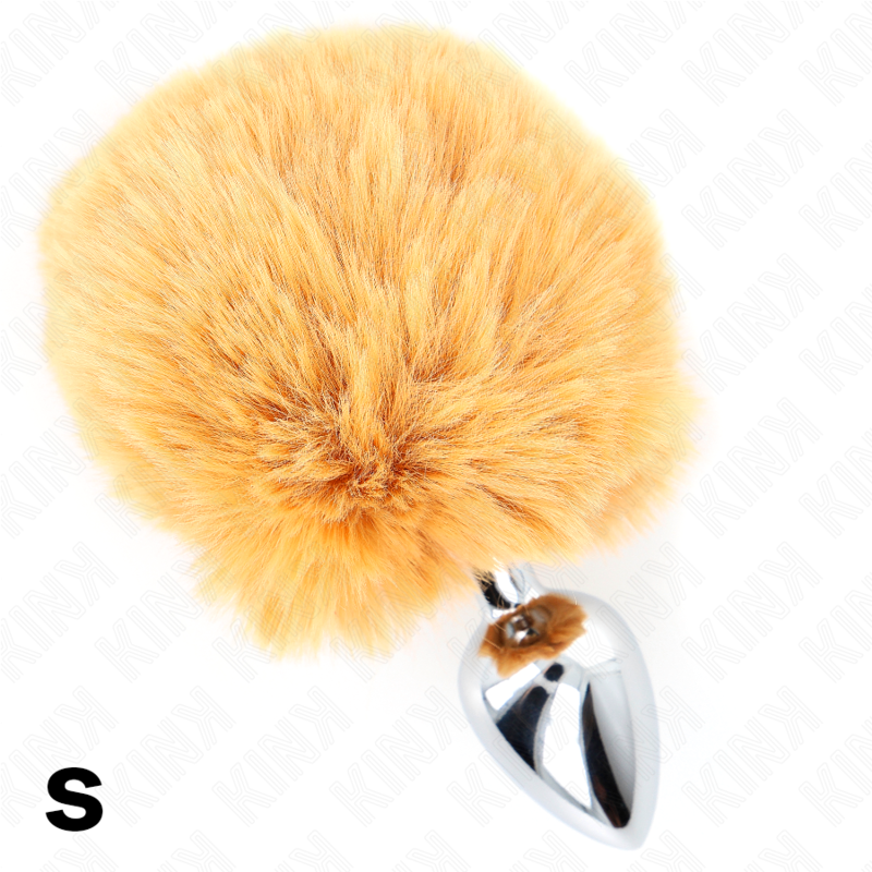 KINK - PLUG 7 x 3 CM STAINLESS STEEL WITH BUNNY TAIL FAUX FUR 8 CM BEIGE