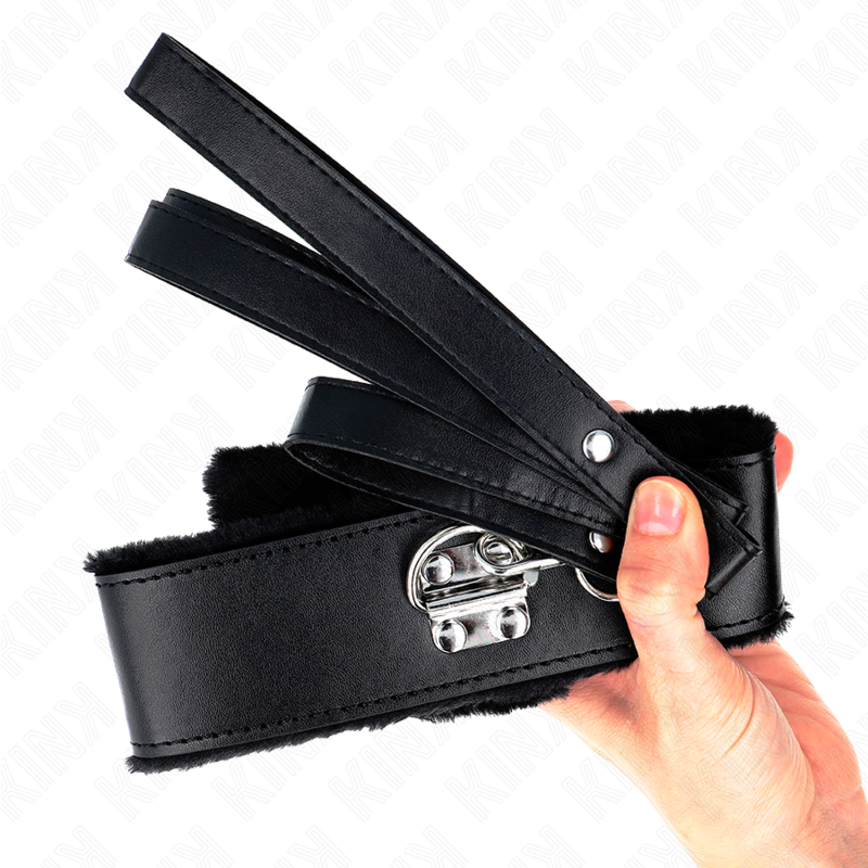 KINK - 116 CM SILVER STUDDED LEASH COLLAR MODEL 4 BLACK ADJUSTABLE 40-48 CM X 6 CM