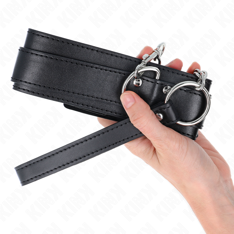 KINK - COLLIER AVEC LAISSE 65 CM BOUCLES ARGENTÉES RÉGLABLES 33-46 CM X 5,5 CM