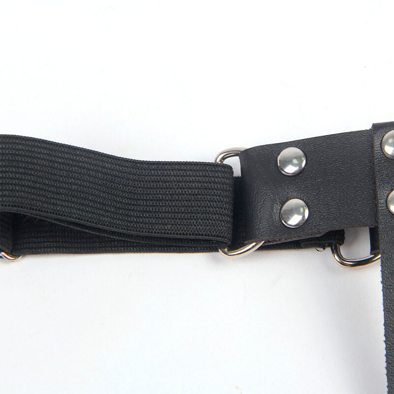 SUBBLIME - 953744 ADJUSTABLE BLACK LEATHER PUNK GARTER ONE SIZE