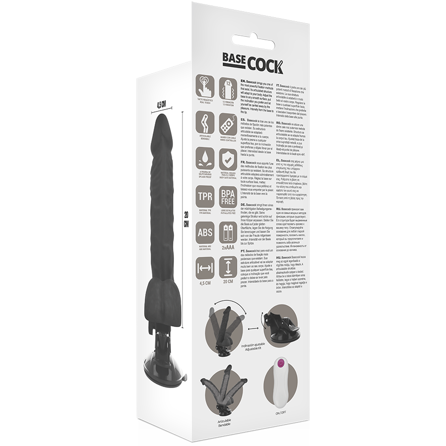 BASECOCK - ARTICULABLE REALISTIC VIBRATOR NATURAL REMOTE CONTROL 20 CM -OR- 4.5 CM