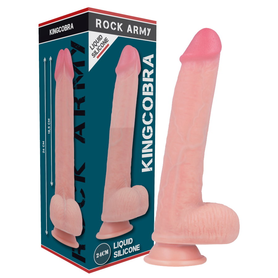 ROCKARMY - KINGCOBRA GODE RÉALISTE EN SILICONE LIQUIDE 24 CM -O- 4,77 CM