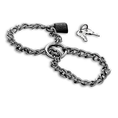 HARD METAL - HANDCUFFS WITH STAINLESS STEEL CHAIN.