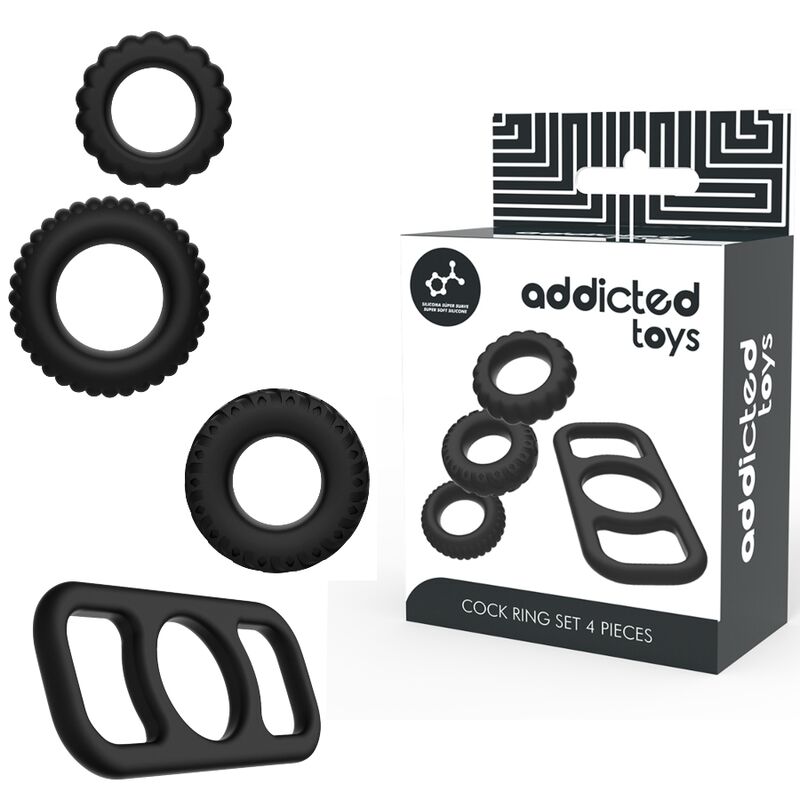 ADDICTED TOYS - LOT DE 4 ANNEAUX PÉNIS EN SILICONE