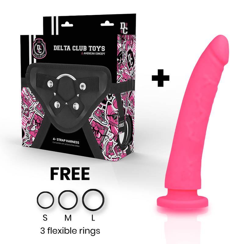 DELTA CLUB - TOYS HARNESS + PINK DILDO MEDICAL SILICONE 17 CM -O- 3 CM