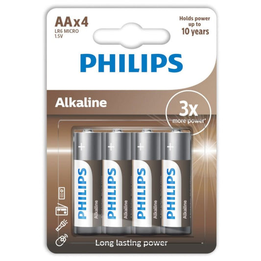 PHILIPS - PILAS ALCALINAS AA LR6 PAQUETE DE 4