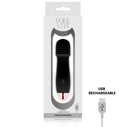 DOLCE VITA - VIBRATEUR RECHARGEABLE TROIS NOIRS 7 VITESSES