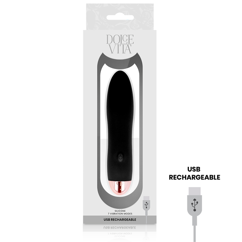 DOLCE VITA - VIBRATEUR RECHARGEABLE FOUR BLACK 7 VITESSES