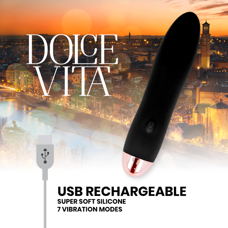 DOLCE VITA - VIBRATEUR RECHARGEABLE FOUR BLACK 7 VITESSES