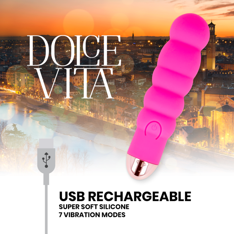 DOLCE VITA - VIBRATEUR RECHARGEABLE SIX PINK 7 VITESSES