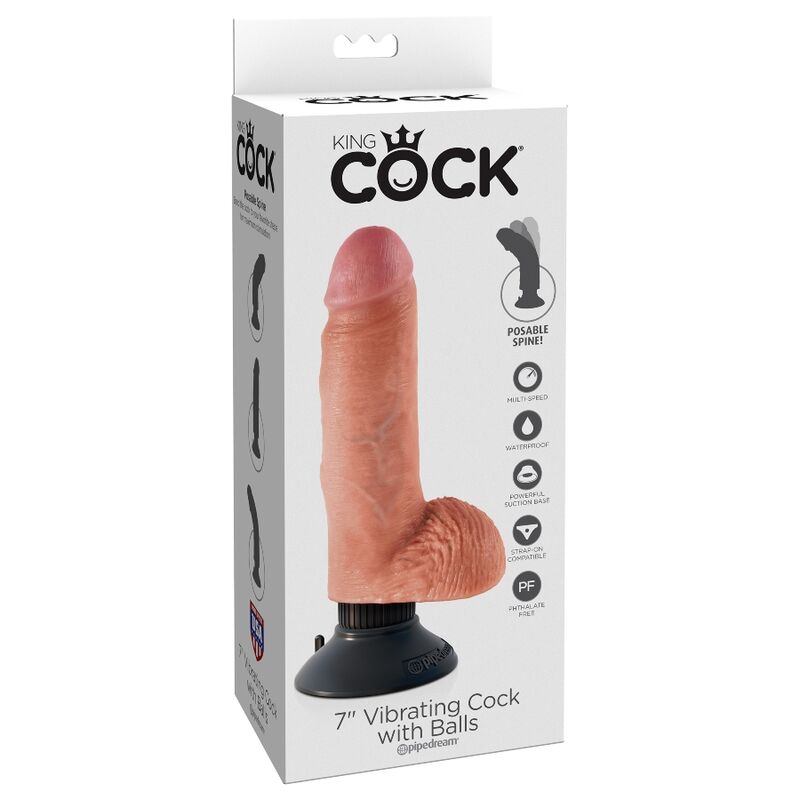 KING COCK - BITE VIBRANTE DE 17,78 CM AVEC COUILLES CHAIR