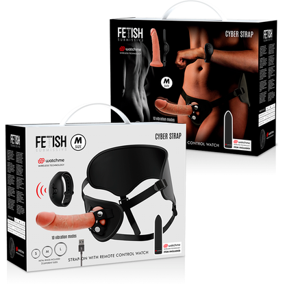 FETISH SUBMISSIVE CYBER STRAP - HARNESS WITH DILDO AND BULLET REMOTE CONTROL WATCHME M TECHNOLOGY