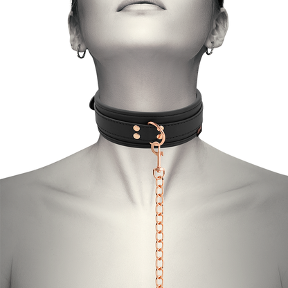 COQUETTE CHIC DESIRE - FANTASY VEGAN LEATHER COLLAR WITH LEASH AND NEOPRENE LINING