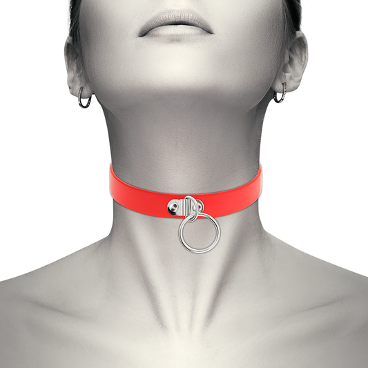 COQUETTE CHIC DESIRE - COLLAR DE CUERO VEGANO ROJO MUJER ACCESORIO FETICHE