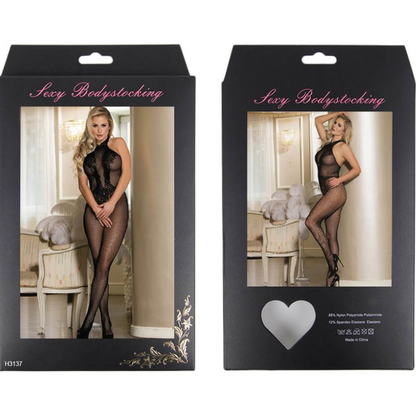 LINGERIE QUEEN - BODYSTOCKING AVEC OUVERTURE ET DENTELLE FLORALE S/L