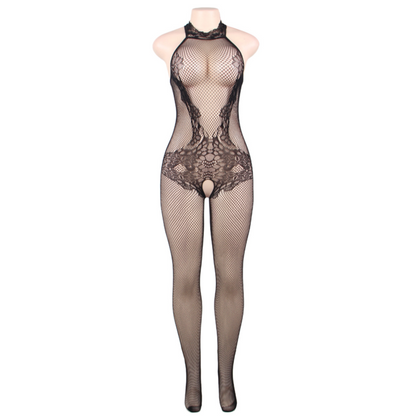 LINGERIE QUEEN - BODYSTOCKING AVEC OUVERTURE ET DENTELLE FLORALE S/L