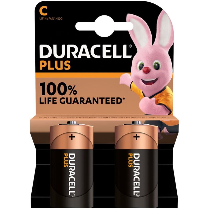 DURACELL - BATERIA PLUS POWER ALCALINA C LR14 2 UNIDADES