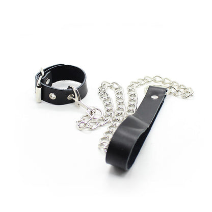 OHMAMA FETISH - PENIS NECKLACE AND LEATHER STRAP WITH METAL CHAIN