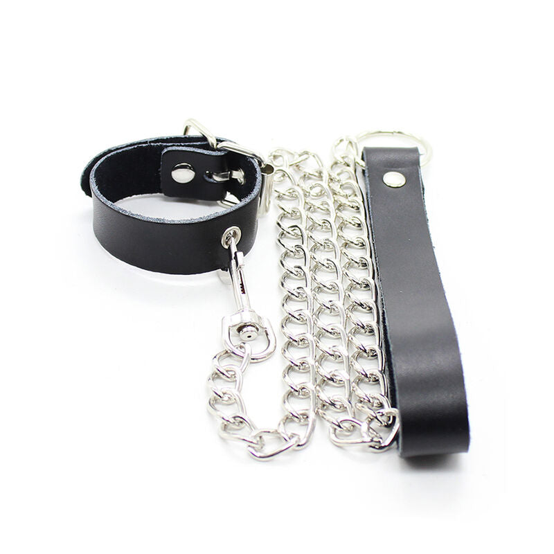 OHMAMA FETISH - PENIS NECKLACE AND LEATHER STRAP WITH METAL CHAIN