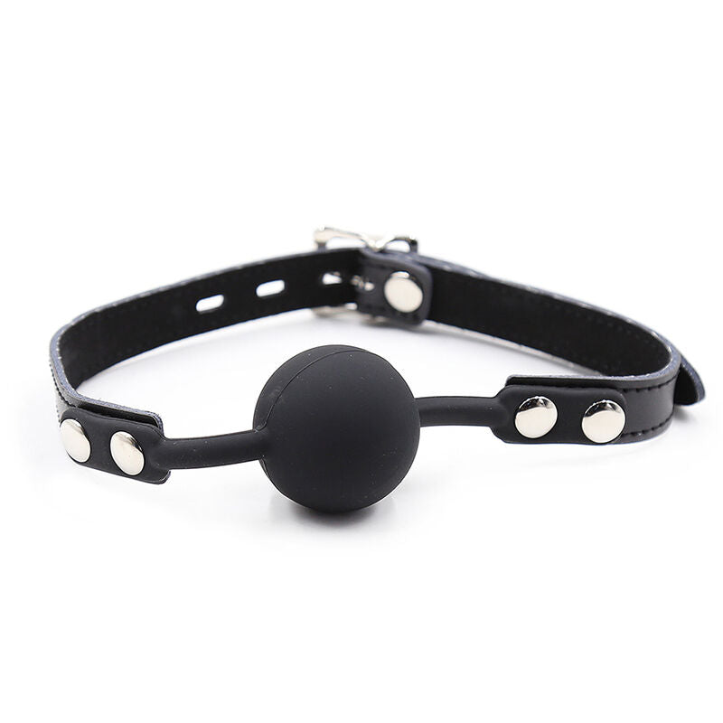 OHMAMA FETISH - BÂILLON À BOULE EN SILICONE AVEC CEINTURE EN CUIR (CADENAS INCLUS)