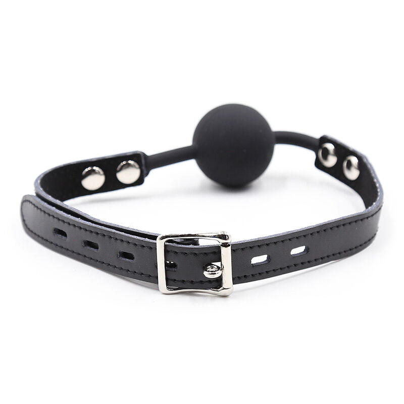 OHMAMA FETISH - BÂILLON À BOULE EN SILICONE AVEC CEINTURE EN CUIR (CADENAS INCLUS)