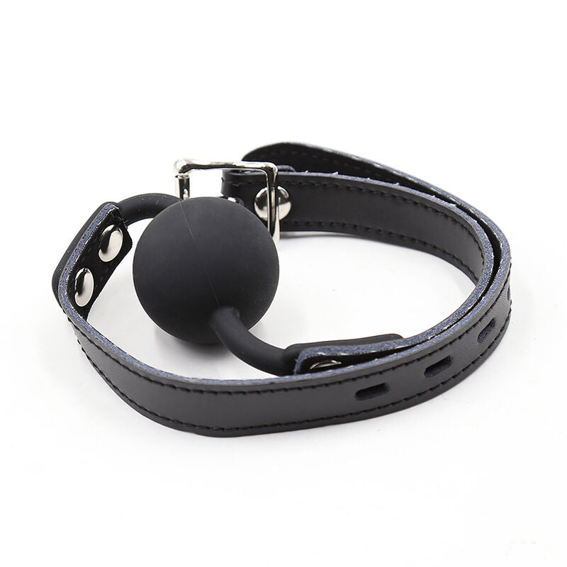 OHMAMA FETISH - BÂILLON À BOULE EN SILICONE AVEC CEINTURE EN CUIR (CADENAS INCLUS)