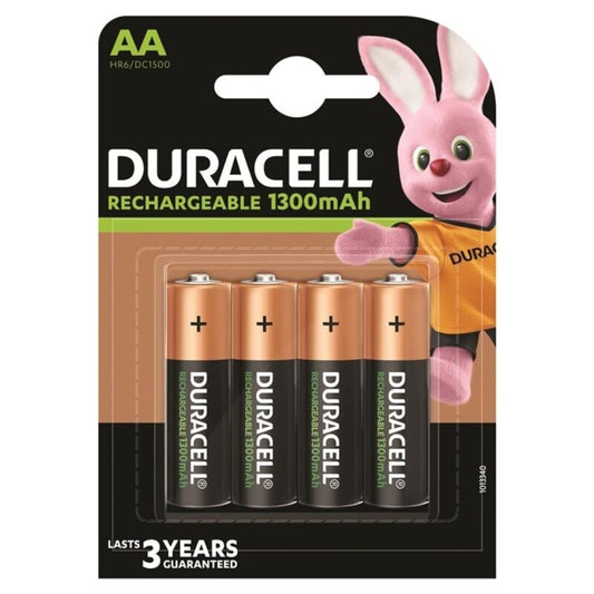 DURACELL - PILA RECARGABLE HR6 AA 1300mAh 4 UNIDADES