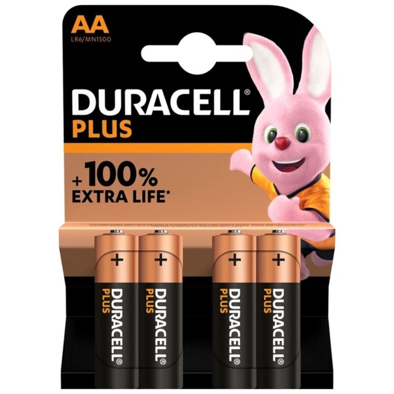 DURACELL - PLUS POWER 100 PILE ALCALINE AA LR6 4 UNITÉS