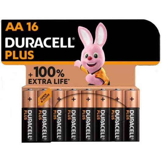 DURACELL - PLUS POWER 100 PILE ALCALINE AA LR6 16 UNITÉS