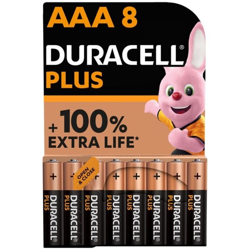 DURACELL - PLUS POWER 100 PILE ALCALINE AAA LR03 8 UNITÉS