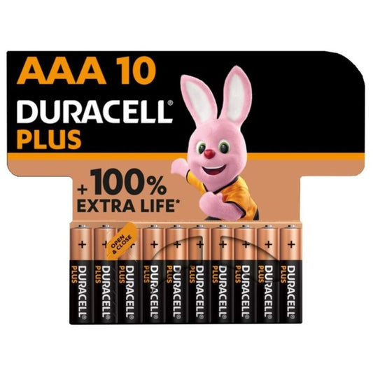 DURACELL - PLUS POWER 100 ALKALINE BATTERY AAA LR03 10 UNIT