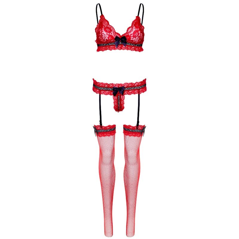 LEG AVENUE - CONJUNTO DE TRES PIEZAS TALLA ÚNICA - ROJO